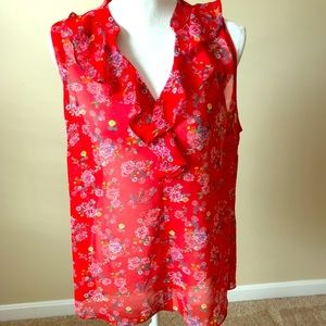 Cabi Sheer Floral Sleeveless Blouse. Size L